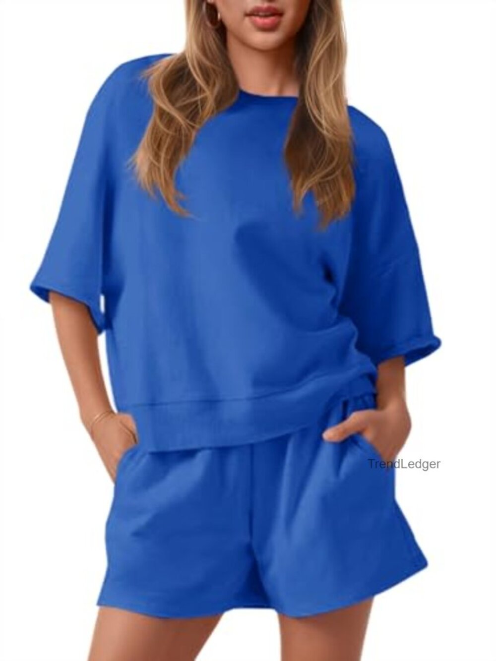 Fisoew Womens 2 Piece Outfit Cropped Sweatshirt & High Waist Running Short Set